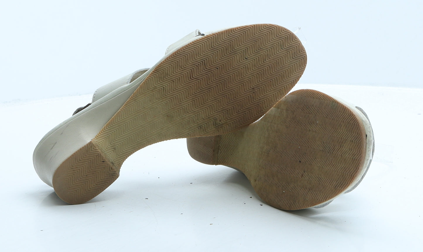 Rohde Womens Beige Colourblock Leather Slingback Heel UK 5