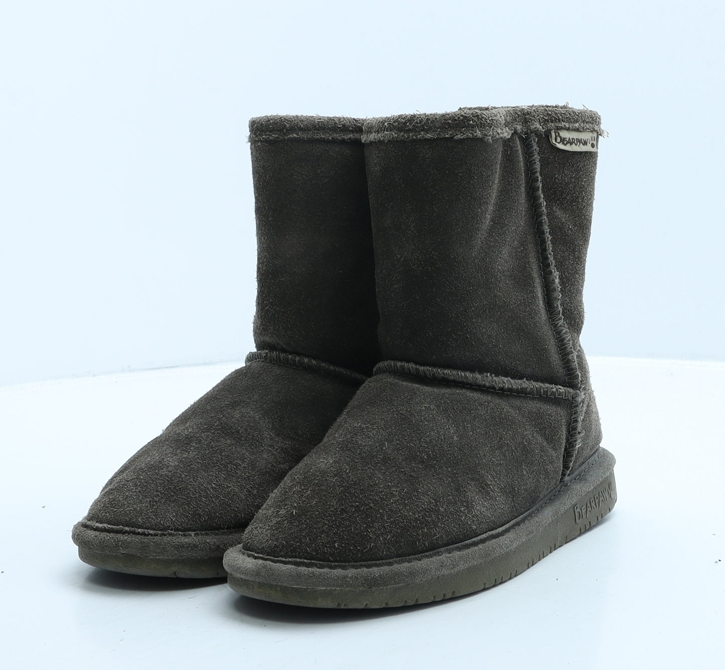 BEARPAW Girls Brown Leather Shearling Style Boot UK 2 34