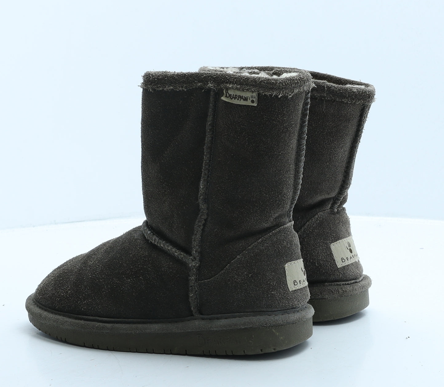 BEARPAW Girls Brown Leather Shearling Style Boot UK 2 34
