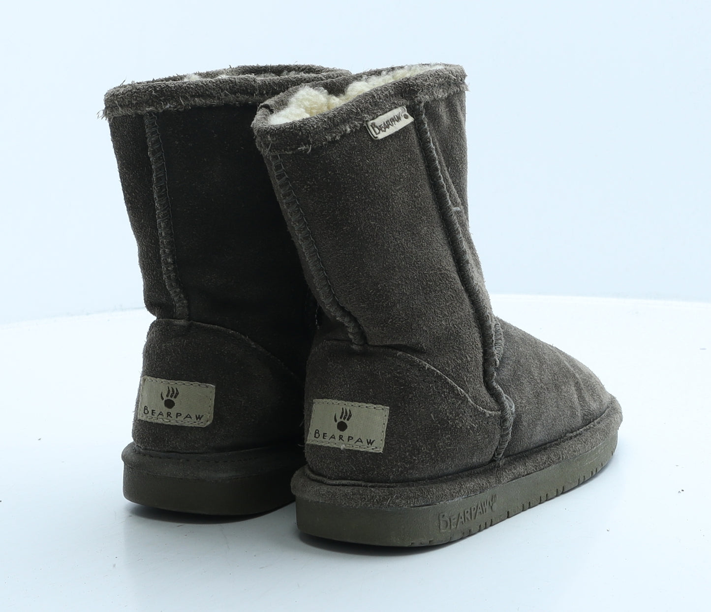 BEARPAW Girls Brown Leather Shearling Style Boot UK 2 34