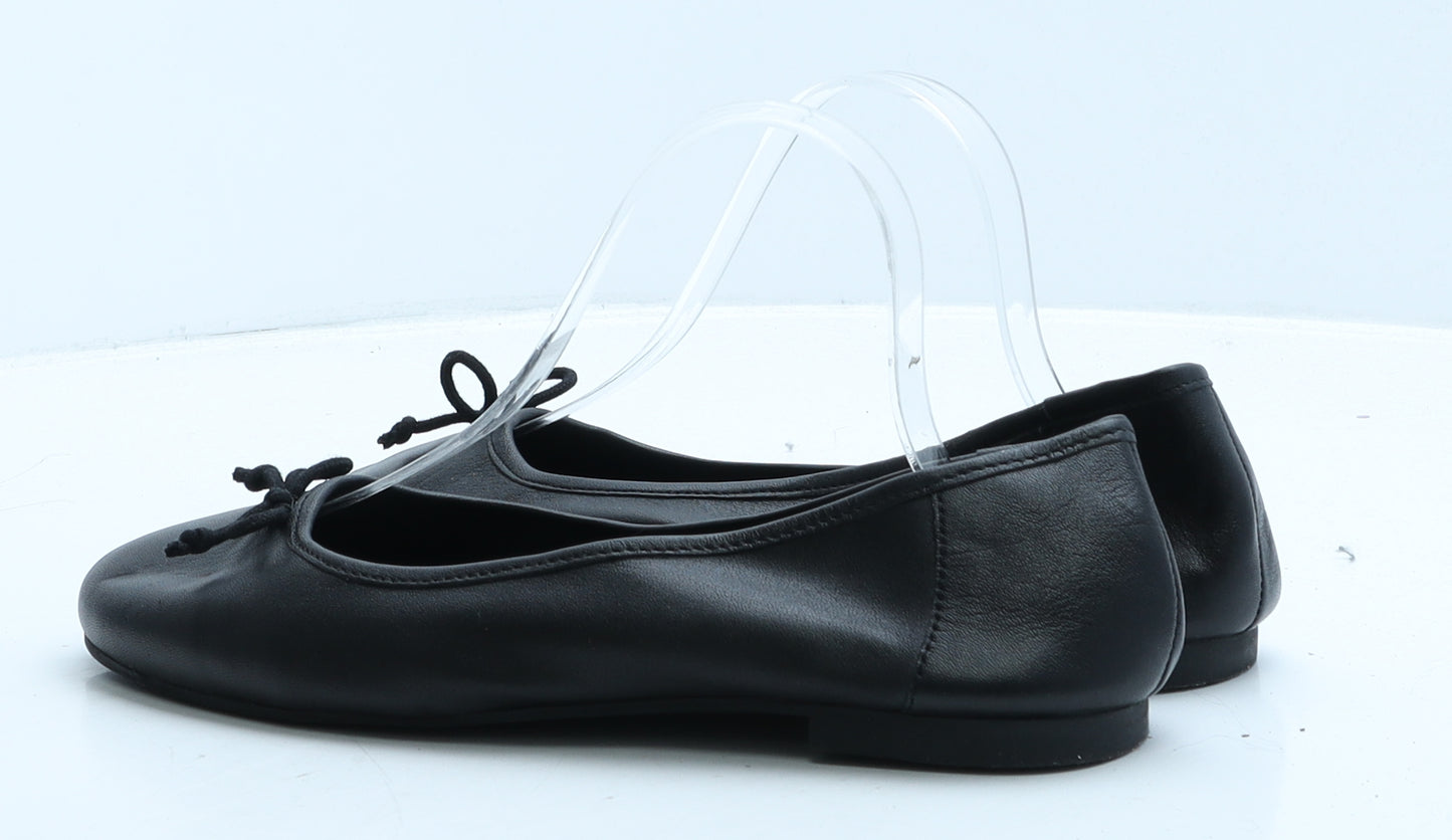 JDWILLIAMS Womens Black Leather Ballet Flat UK 7