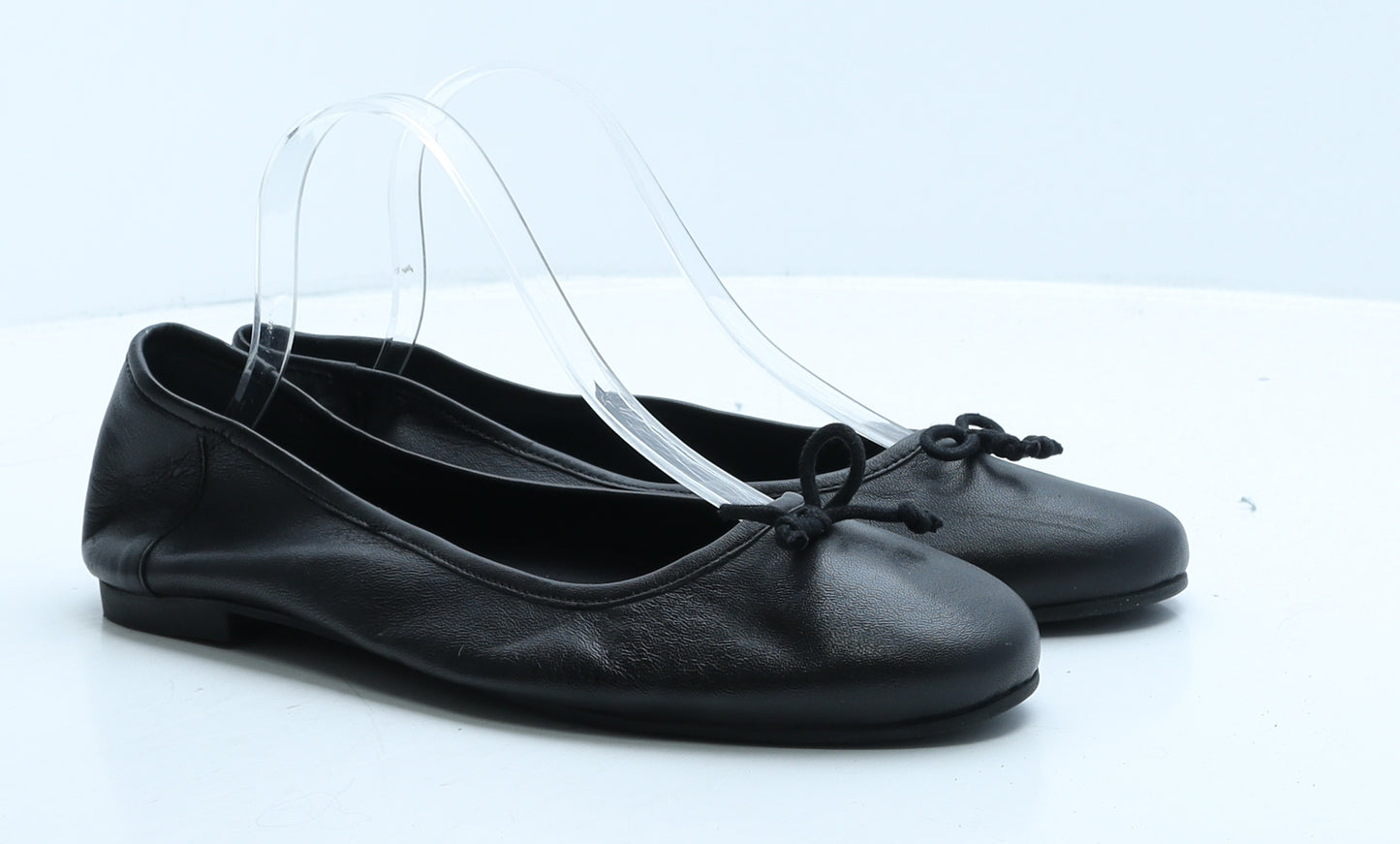 JDWILLIAMS Womens Black Leather Ballet Flat UK 7