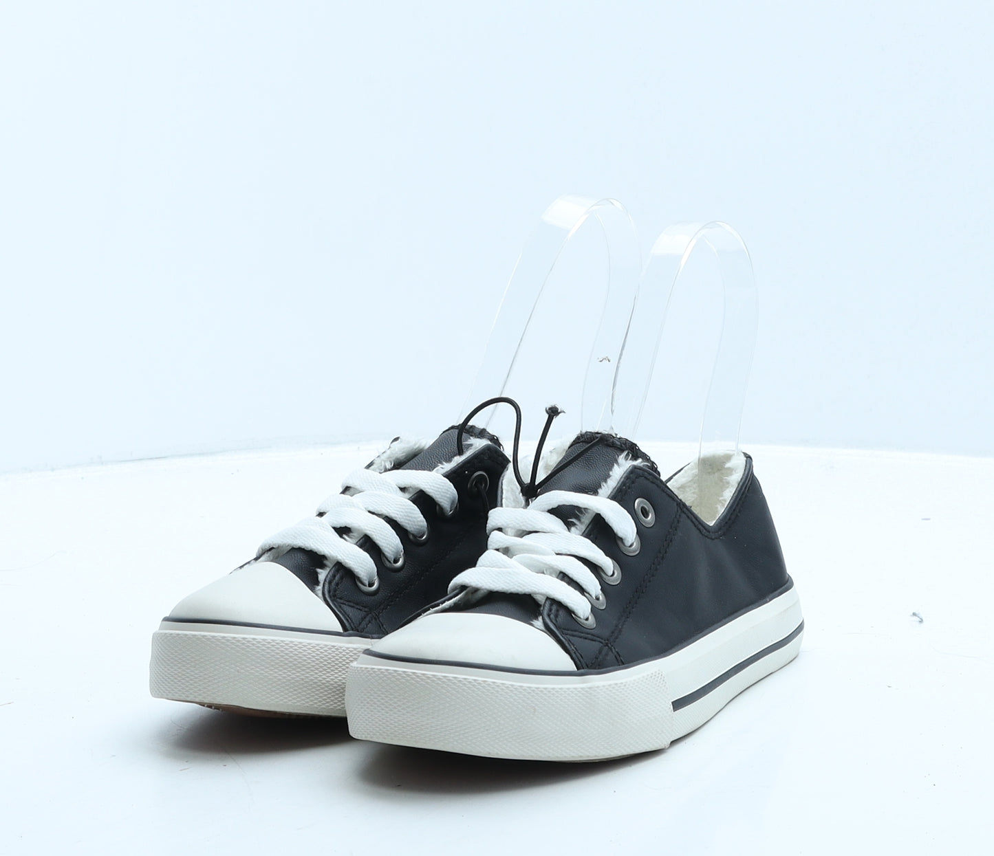 Lily&Dan Boys Black Leather Trainer UK 13
