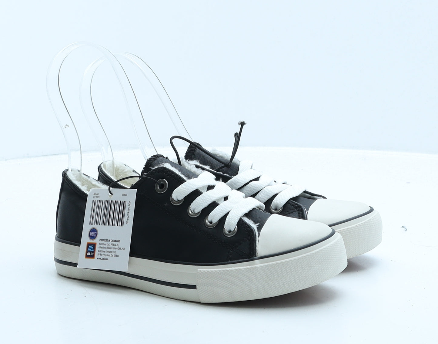 Lily&Dan Boys Black Leather Trainer UK 13