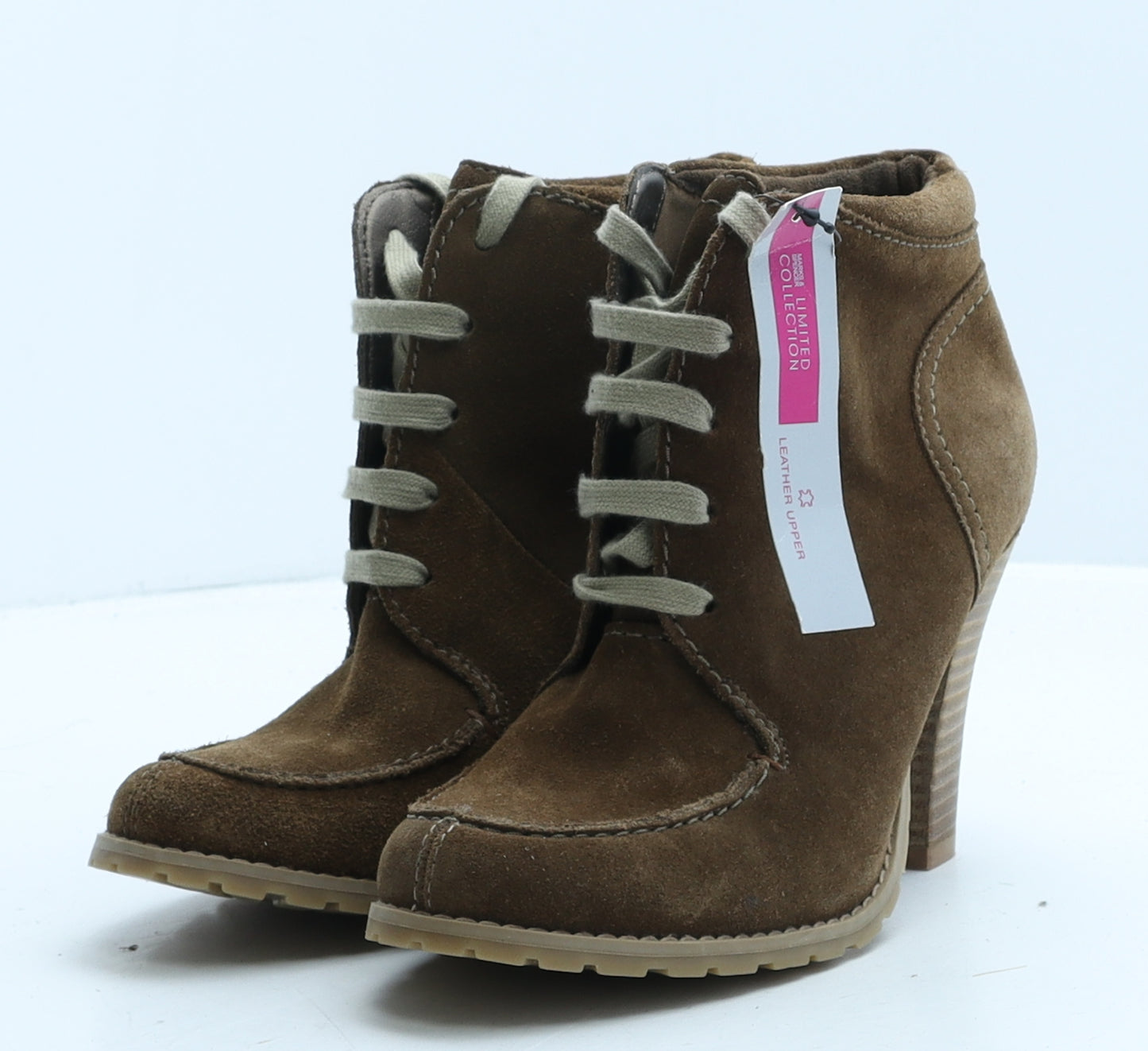 Marks and Spencer Womens Brown Leather Bootie Boot UK 4.5