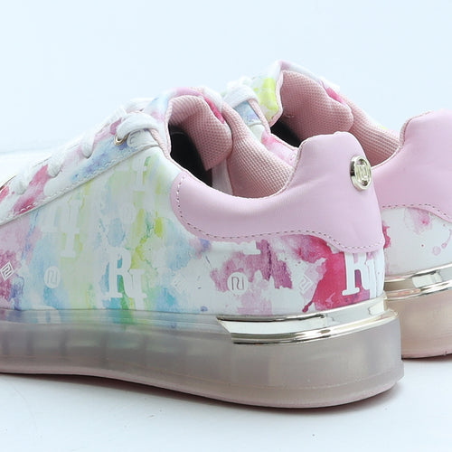 River Island Womens Multicoloured Tie Dye Leather Trainer Casual UK 4