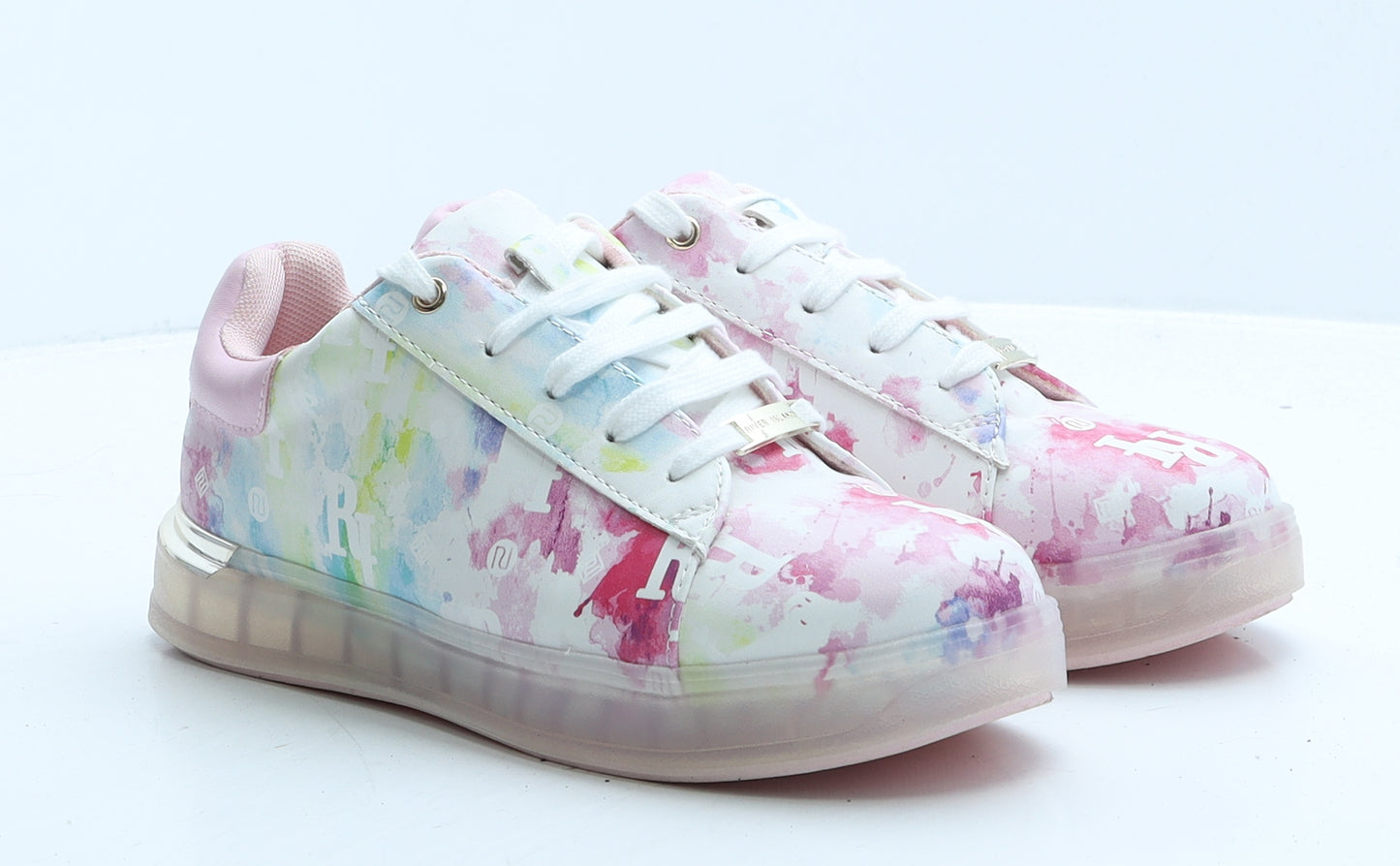 River Island Womens Multicoloured Tie Dye Leather Trainer Casual UK 4