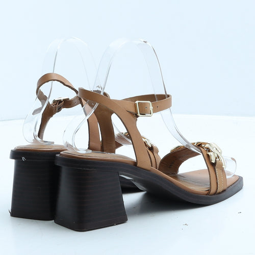 Marks and Spencer Womens Brown Leather Strappy Heel UK 3