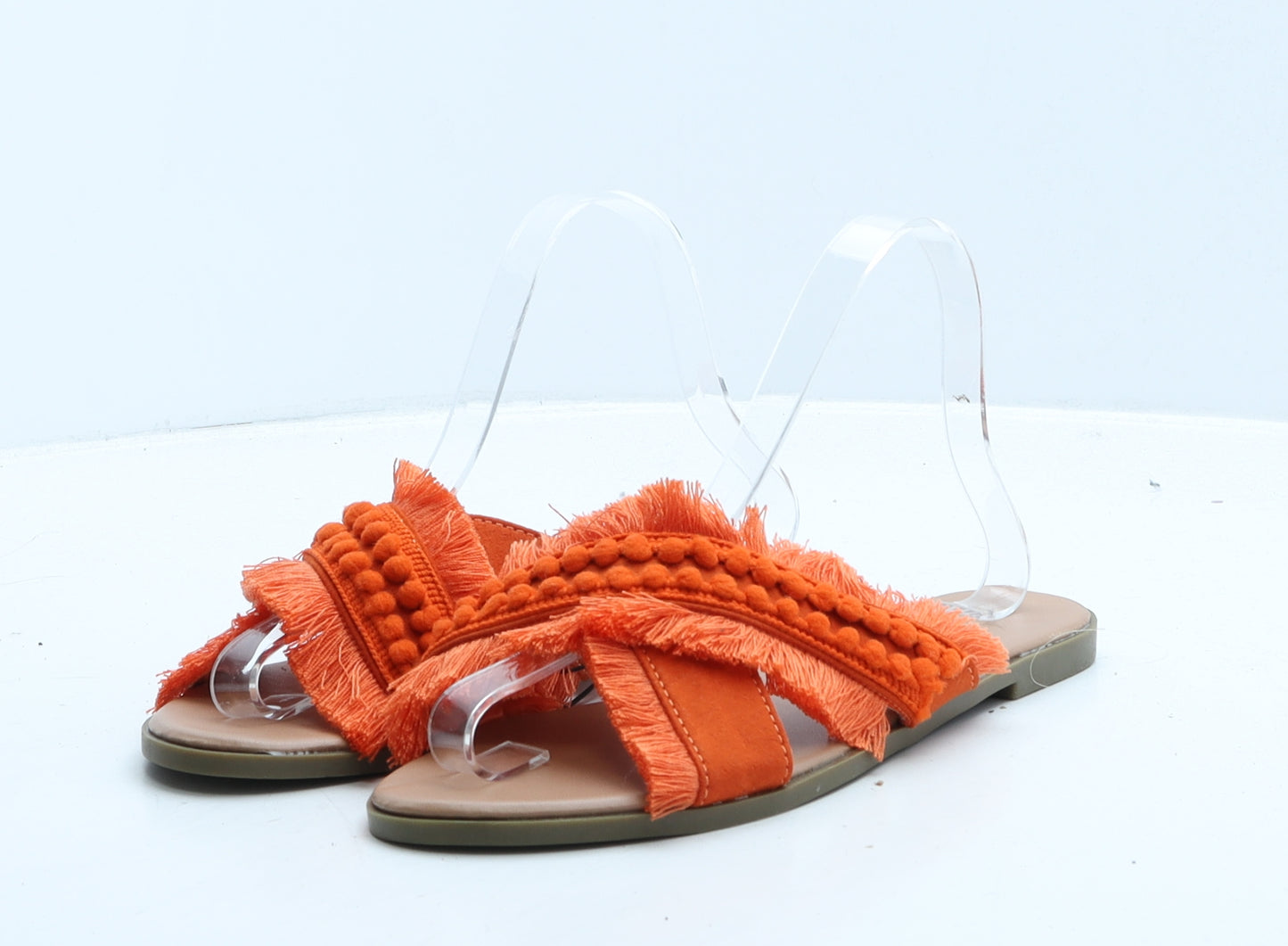 Papaya Womens Orange Leather Slider Flat UK 5 38