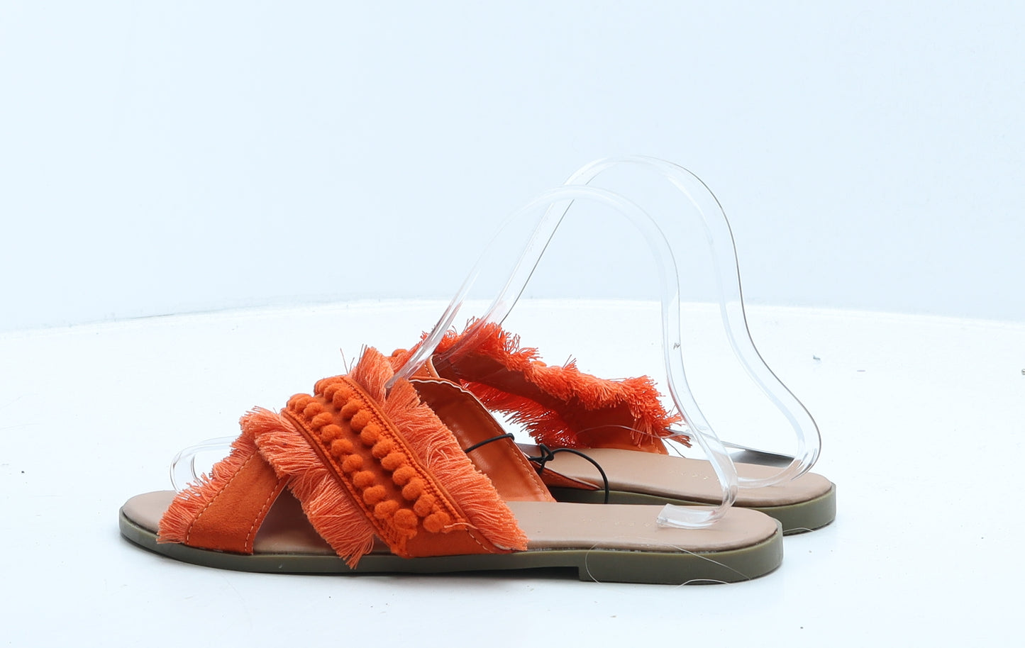 Papaya Womens Orange Leather Slider Flat UK 5 38