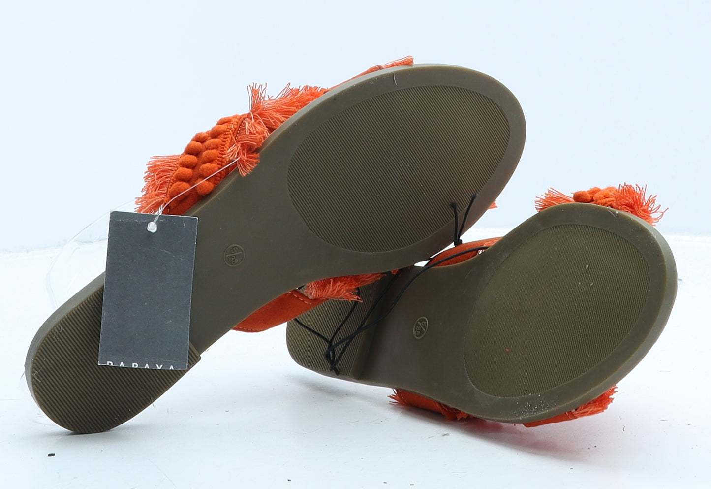 Papaya Womens Orange Leather Slider Flat UK 5 38