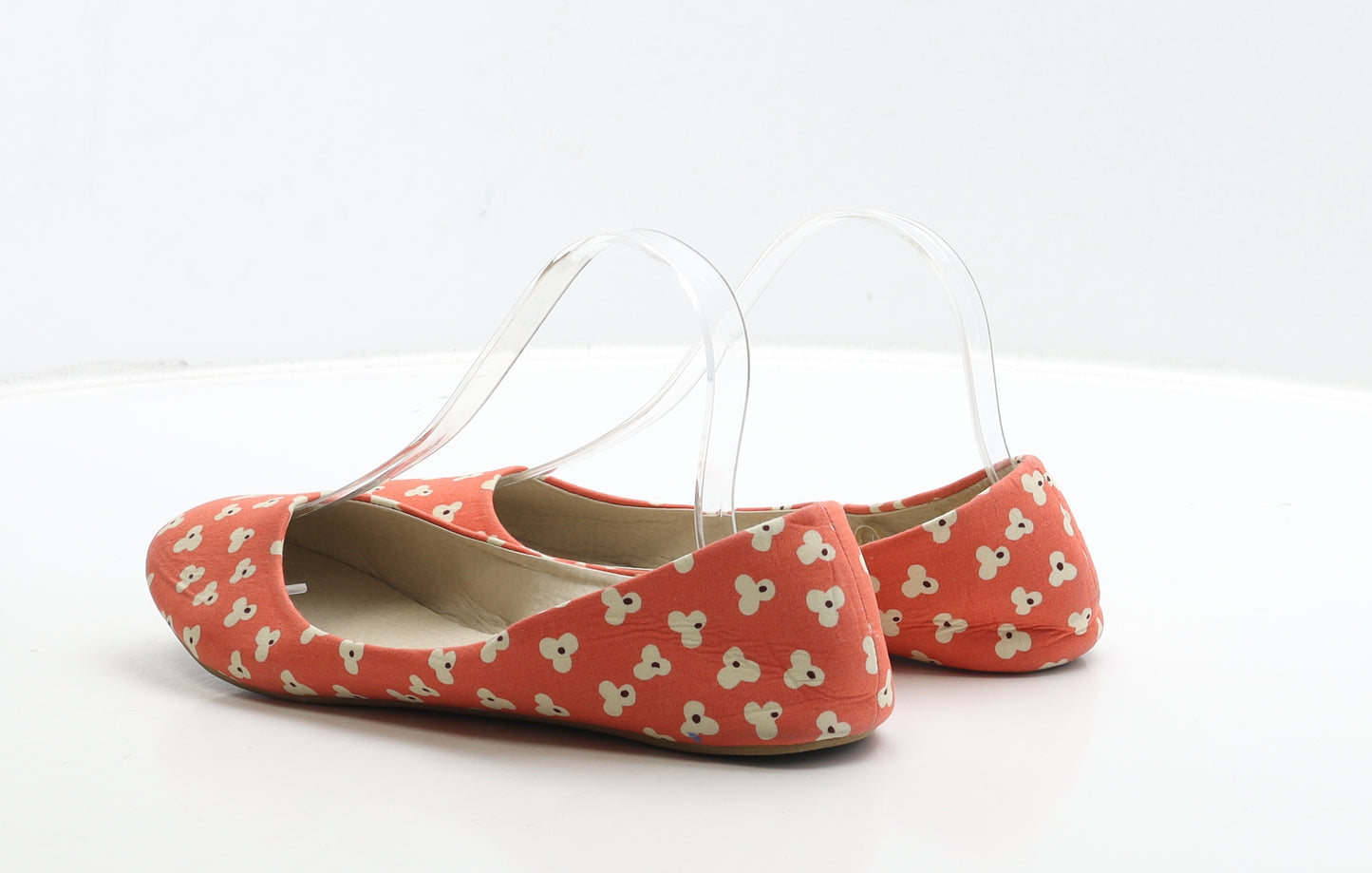 Ballerinas Womens Orange Floral Fabric Ballet Flat UK 7