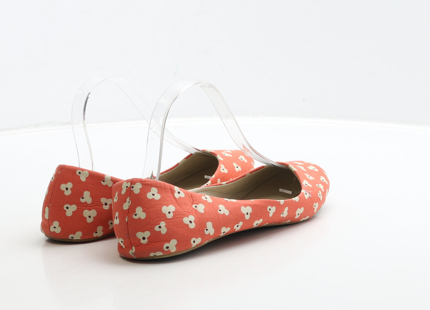 Ballerinas Womens Orange Floral Fabric Ballet Flat UK 7