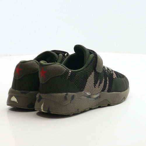 Preworn Boys Green Camouflage Polyester Trainer UK 2 32