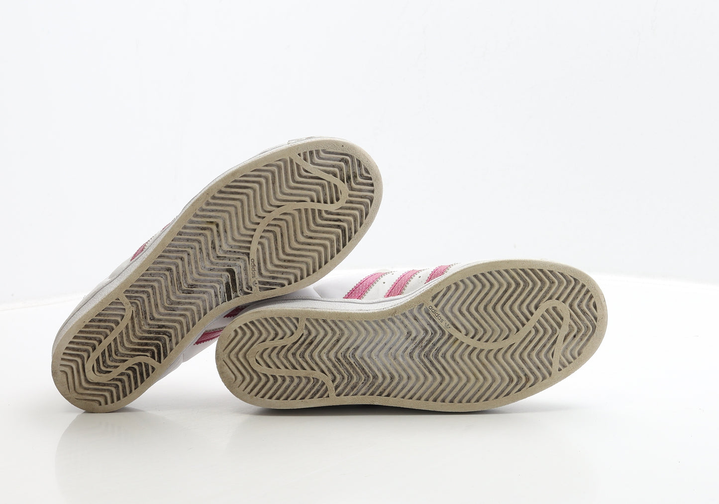 adidas Womens White Striped Polyester Trainer UK 5 38 - Superstar