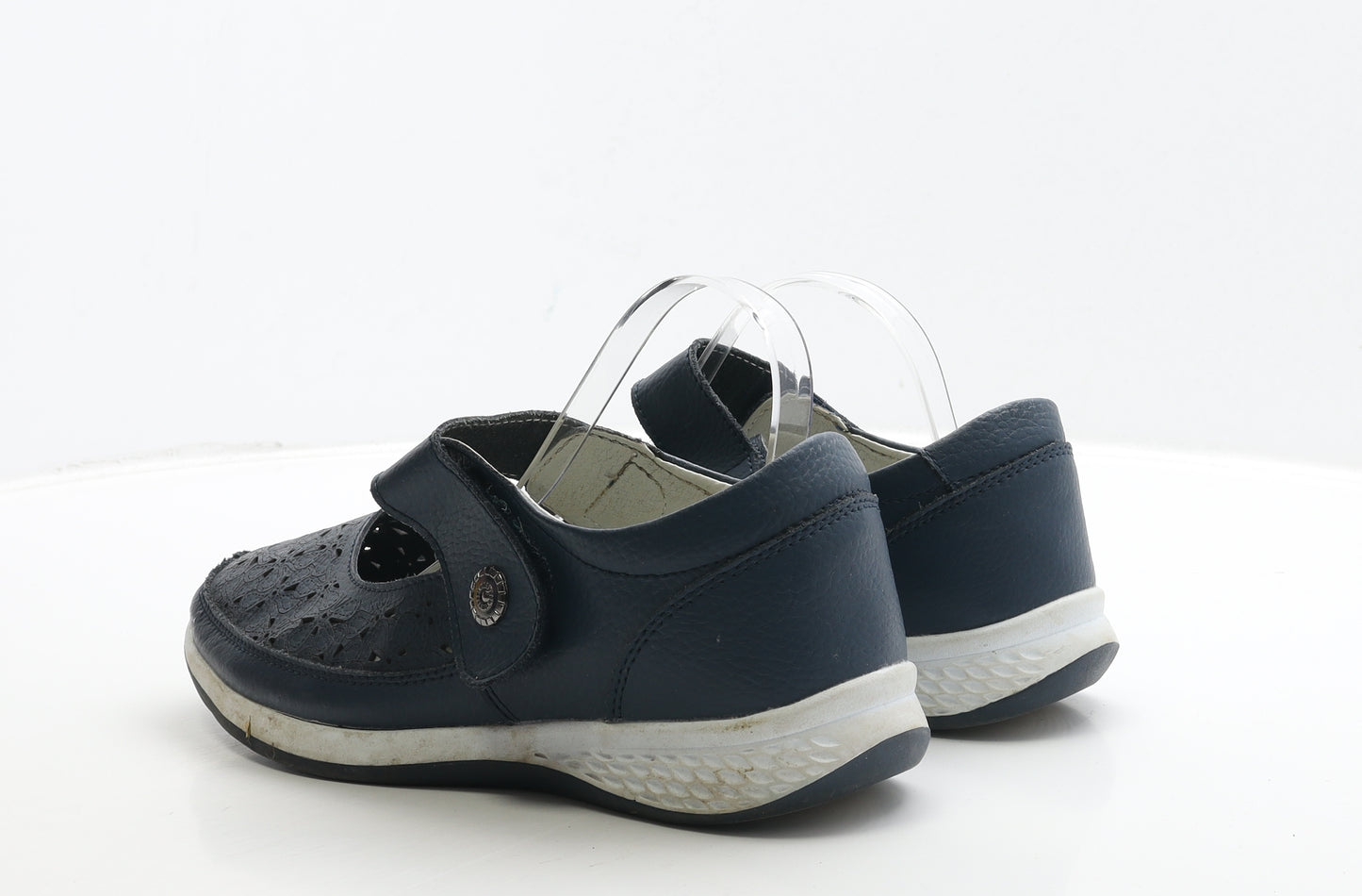 JD Williams Womens Blue Geometric Leather Flat UK 8