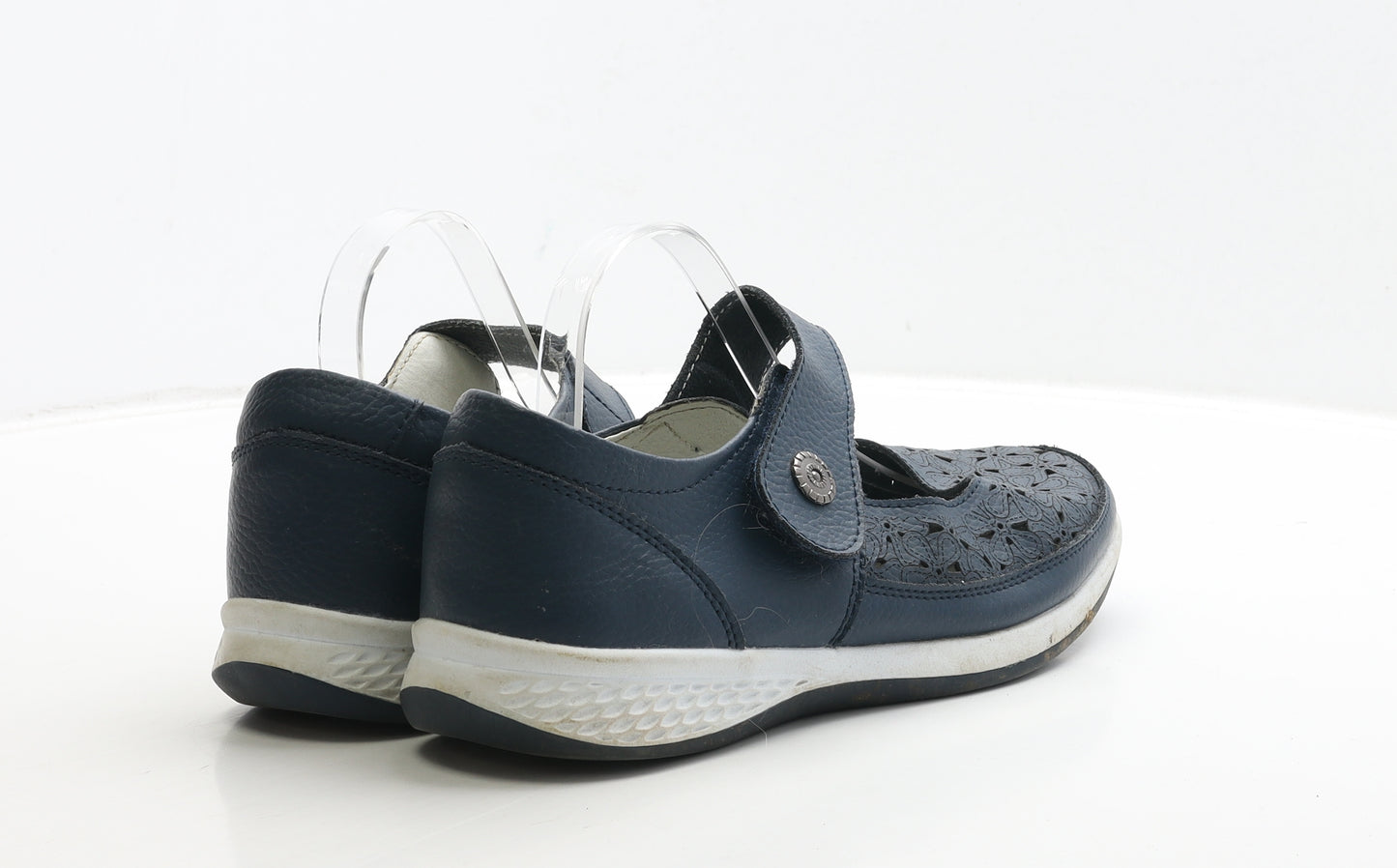 JD Williams Womens Blue Geometric Leather Flat UK 8