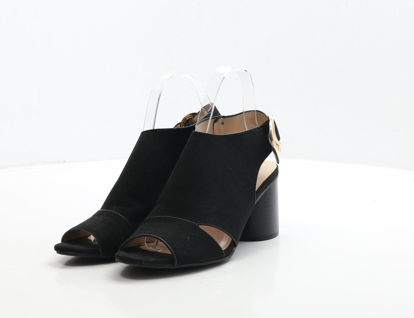 Primark Womens Black Suede Slingback Heel UK 5 38