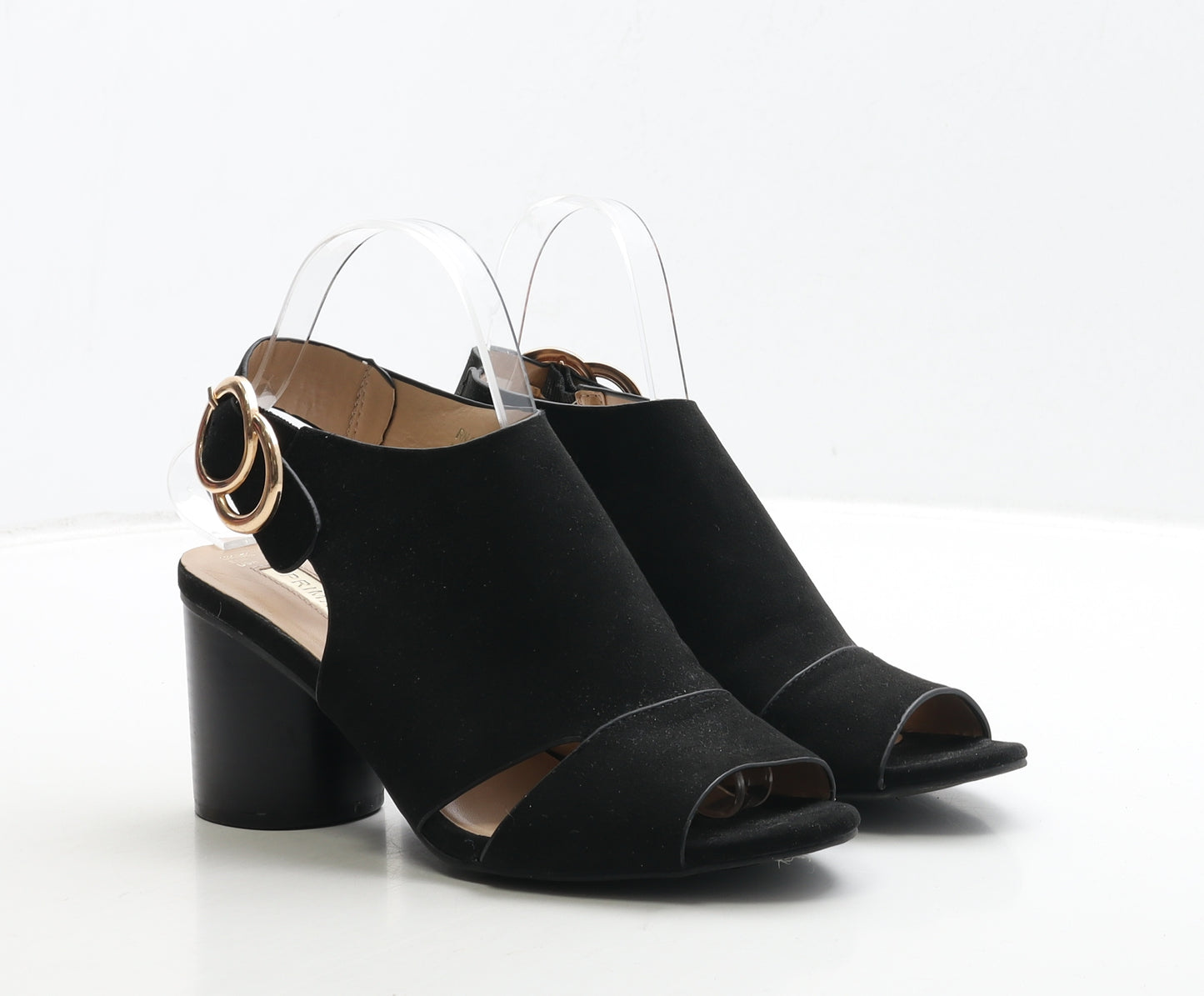 Primark Womens Black Suede Slingback Heel UK 5 38