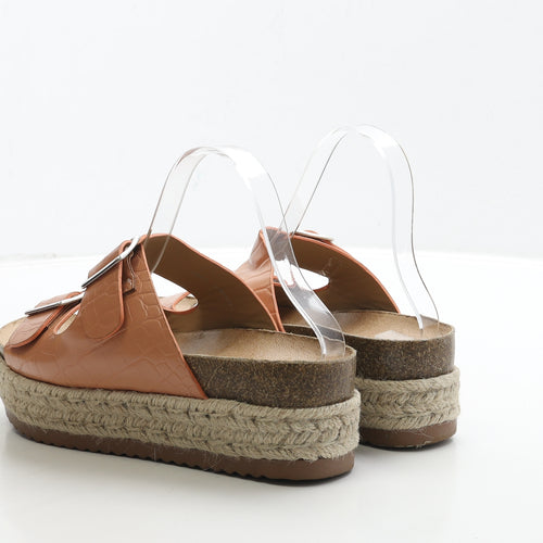 Boohoo Womens Beige Geometric Leather Espadrille Sandal UK 6 39