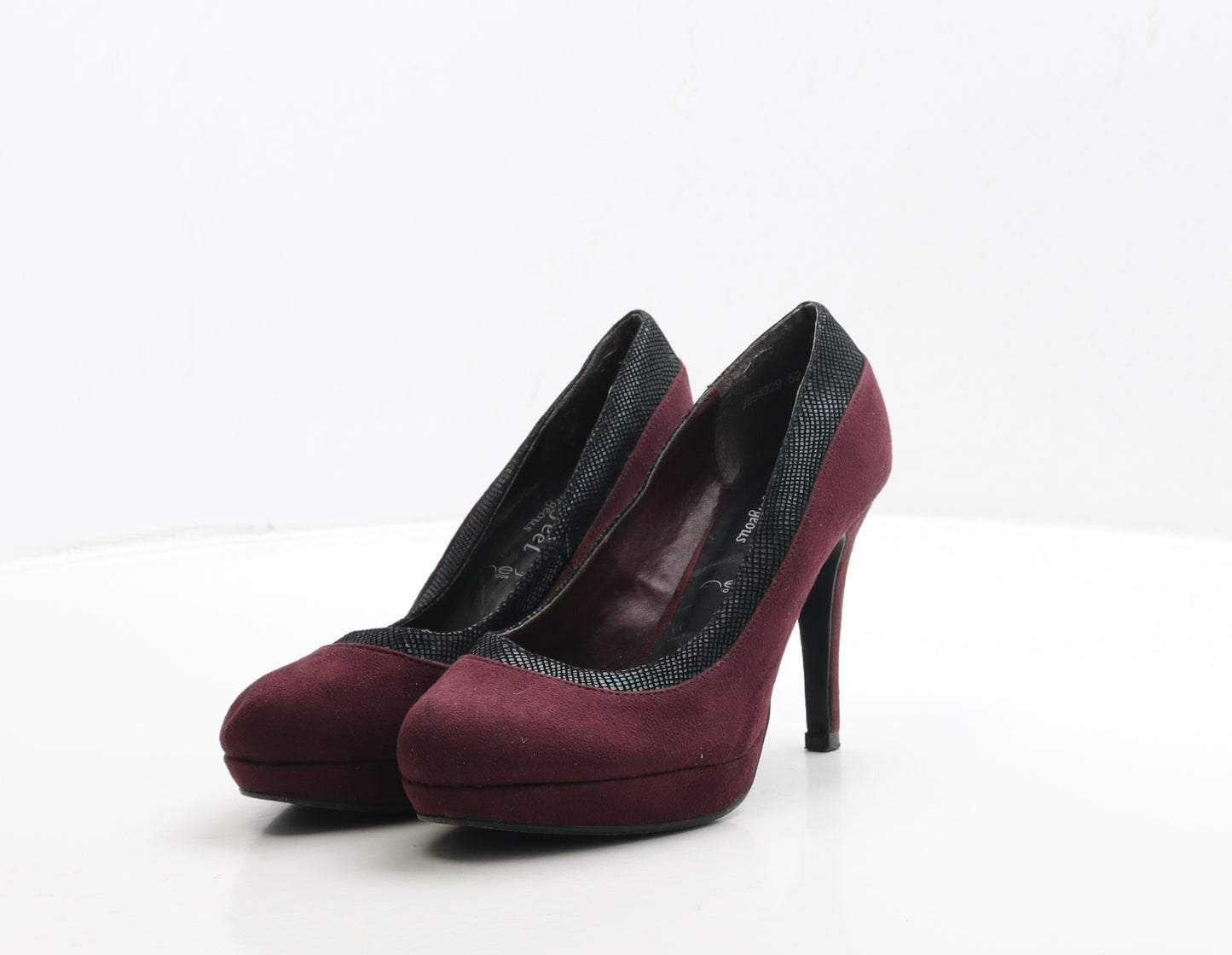 New Look Womens Red Suede Court Heel UK 4 37