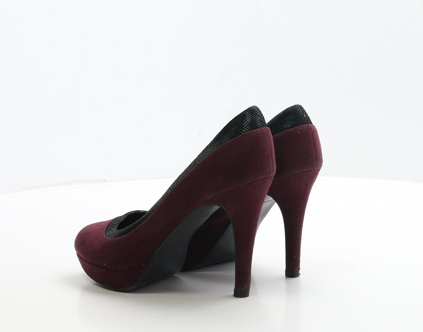 New Look Womens Red Suede Court Heel UK 4 37