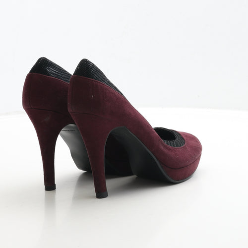 New Look Womens Red Suede Court Heel UK 4 37