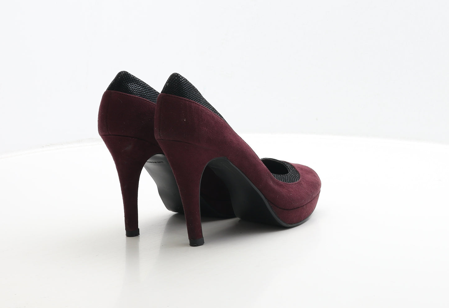 New Look Womens Red Suede Court Heel UK 4 37