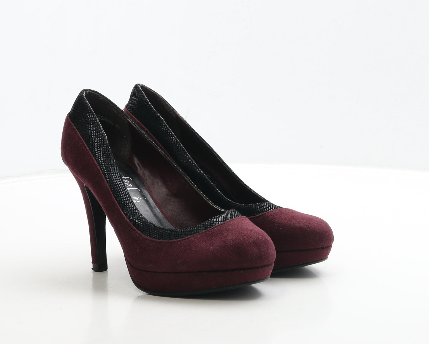 New Look Womens Red Suede Court Heel UK 4 37