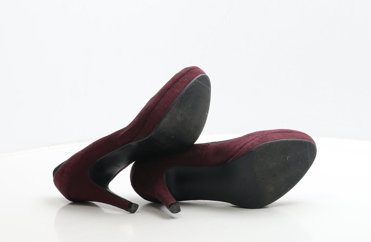 New Look Womens Red Suede Court Heel UK 4 37