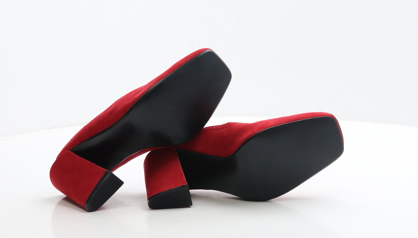 NEXT Womens Red Leather Mule Heel UK 5 38