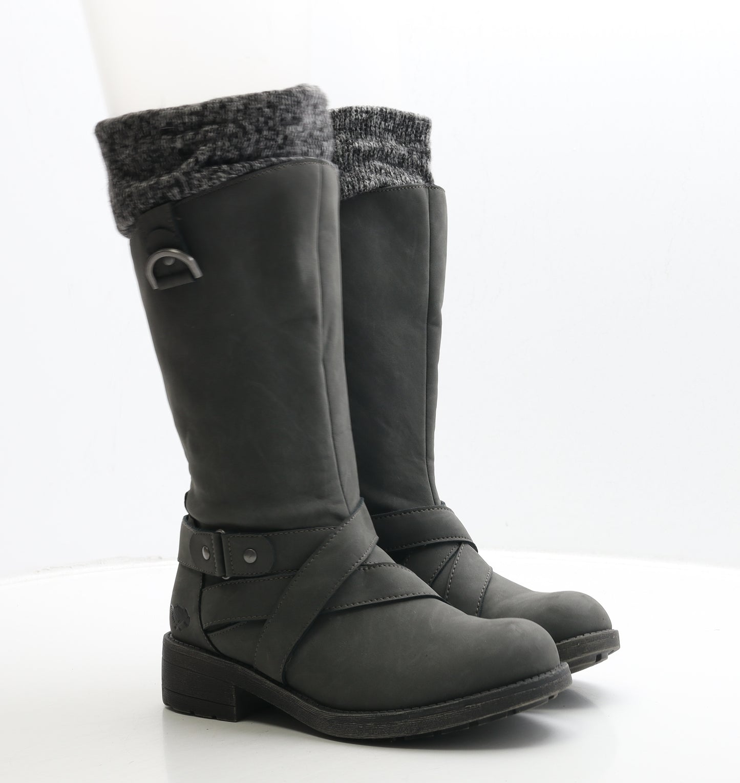 Rocket Dog Womens Grey Leather Biker Boot UK 5 38