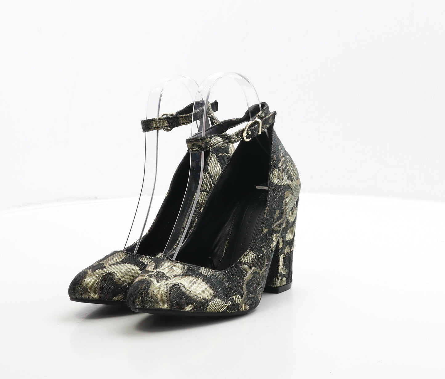 Marks and Spencer Womens Gold Geometric Polyester Strappy Heel UK 3.5 36
