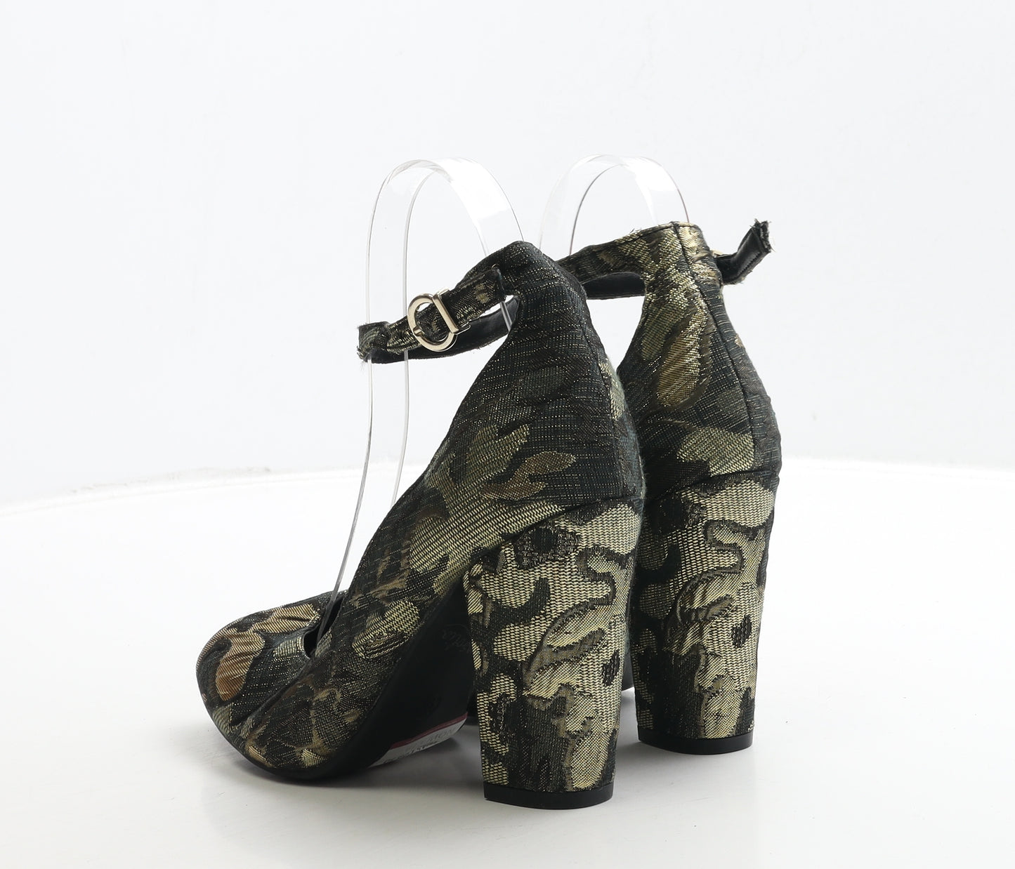 Marks and Spencer Womens Gold Geometric Polyester Strappy Heel UK 3.5 36