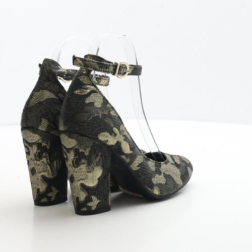 Marks and Spencer Womens Gold Geometric Polyester Strappy Heel UK 3.5 36