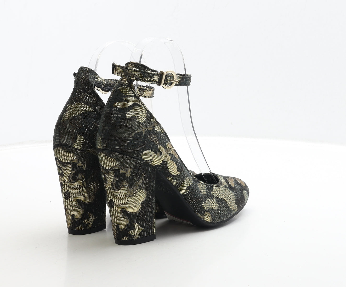 Marks and Spencer Womens Gold Geometric Polyester Strappy Heel UK 3.5 36