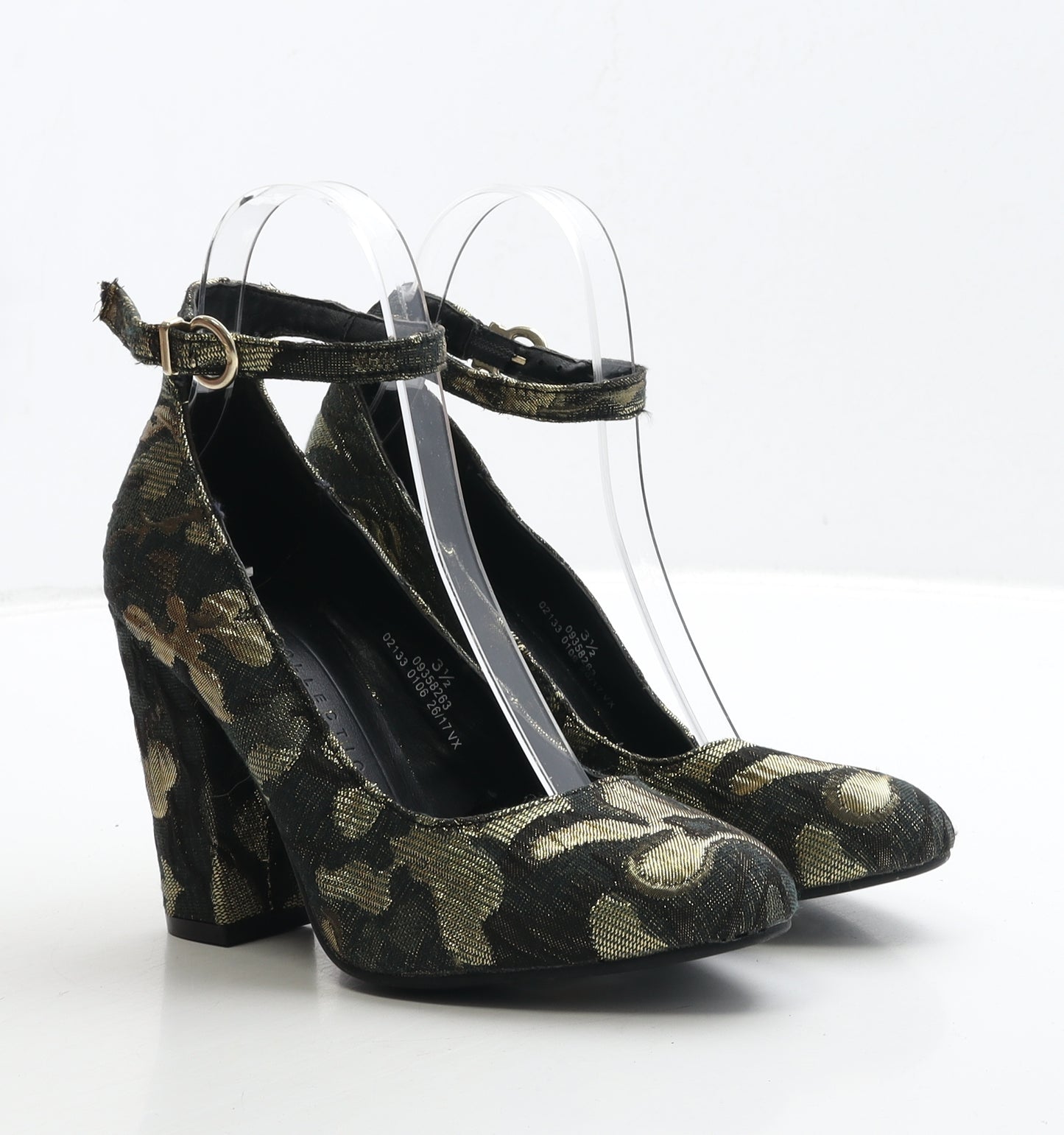 Marks and Spencer Womens Gold Geometric Polyester Strappy Heel UK 3.5 36