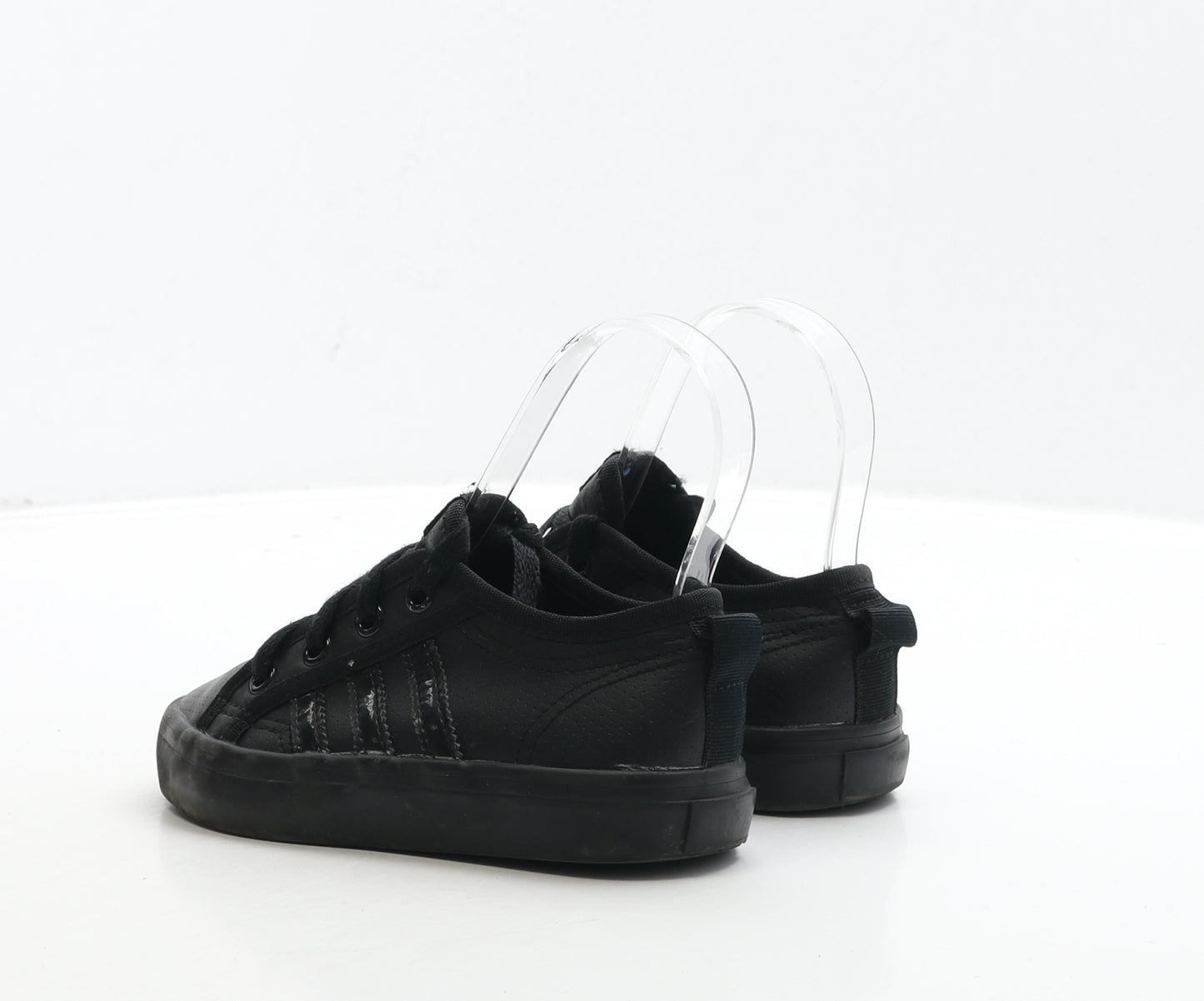 adidas Boys Black Striped Polyester Trainer UK 11 29