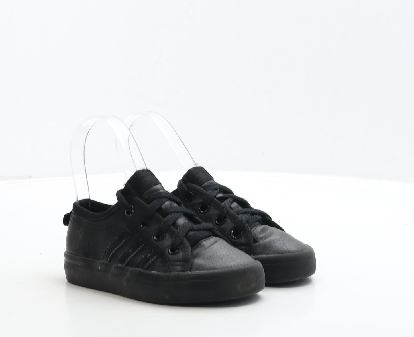 adidas Boys Black Striped Polyester Trainer UK 11 29