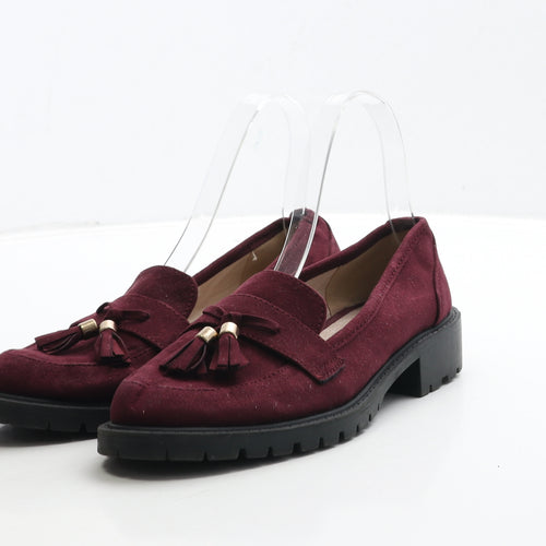 Primark Womens Red Suede Loafer Casual UK 4 37