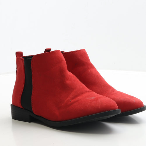 Primark Womens Red Suede Chelsea Boot UK 5 38
