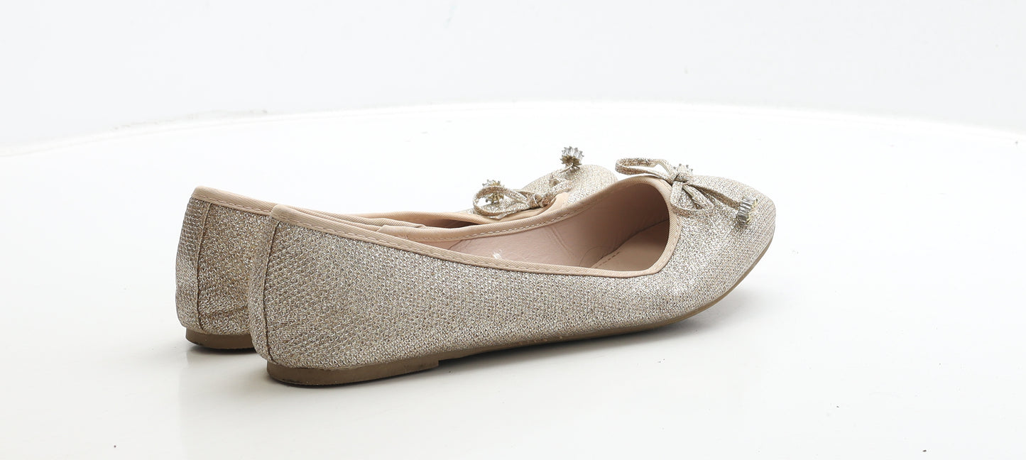 Primark Womens Gold Polyester Ballet Flat UK 6 39