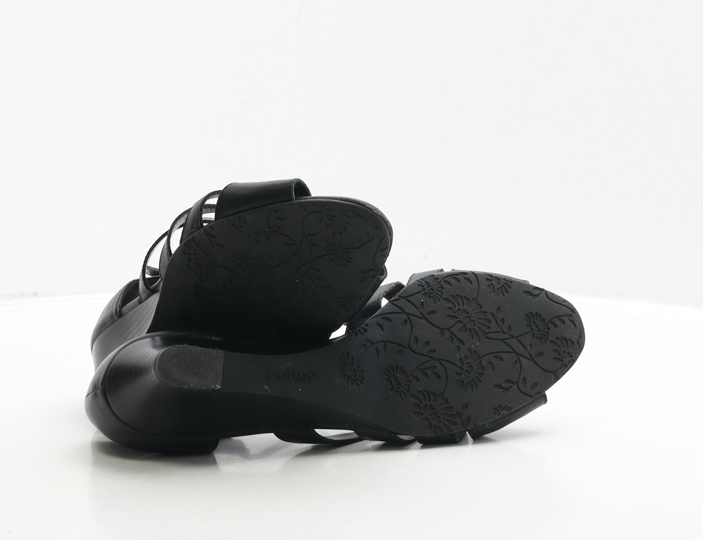 Hotter Womens Black Leather Gladiator Sandal UK 6.5