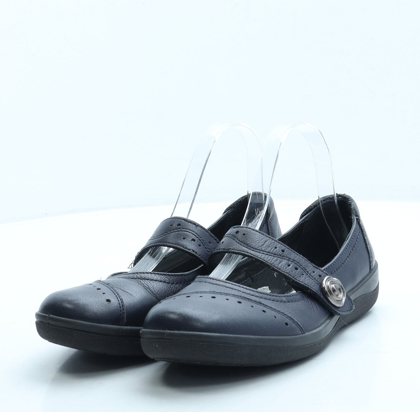 Padders Womens Blue Leather Mary Jane Flat UK 4