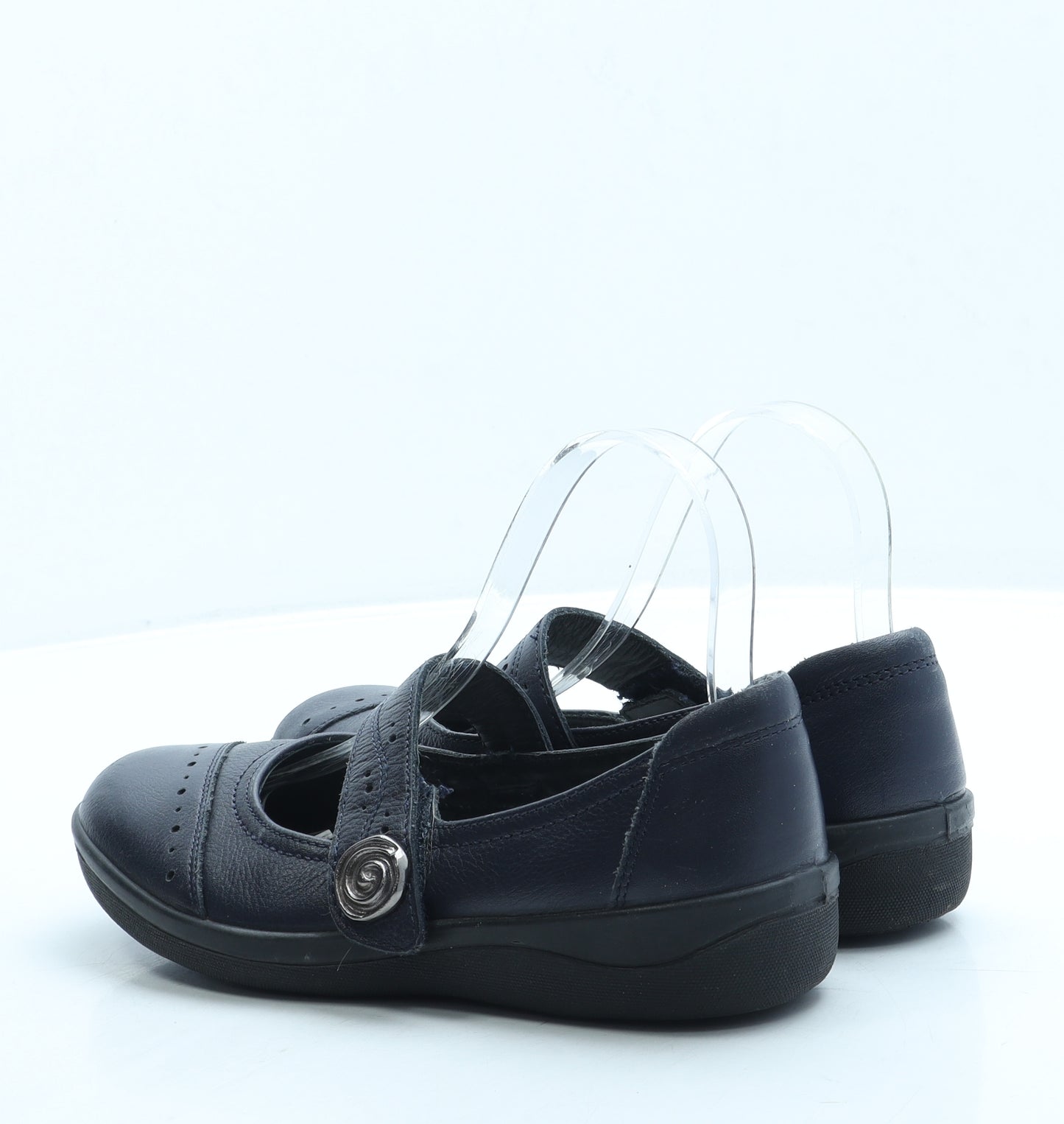 Padders Womens Blue Leather Mary Jane Flat UK 4