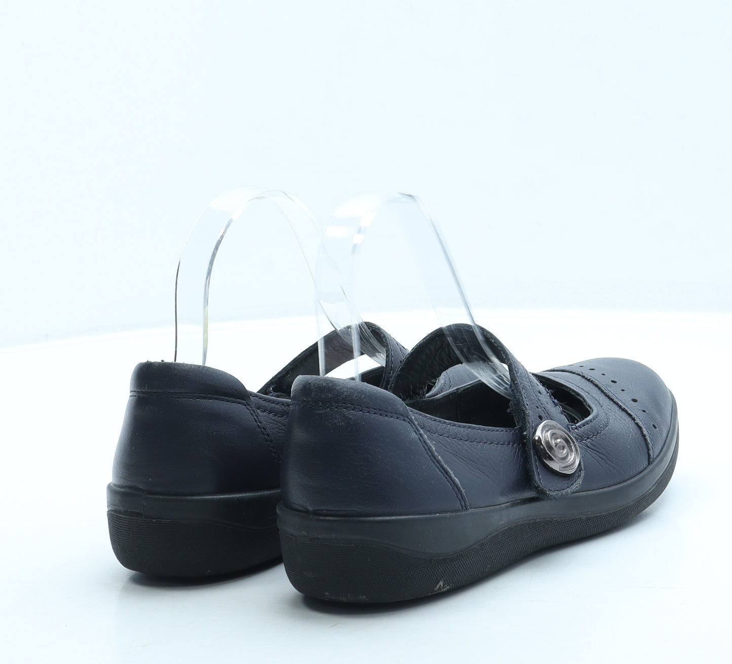 Padders Womens Blue Leather Mary Jane Flat UK 4