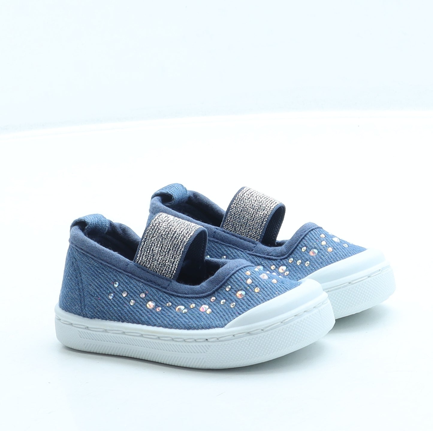 F&F Girls Blue Polyester Slip On Flat UK 3 19