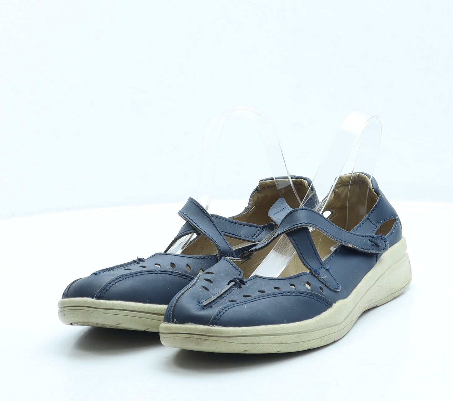 Avenue Womens Blue Leather Mary Jane Flat UK 6