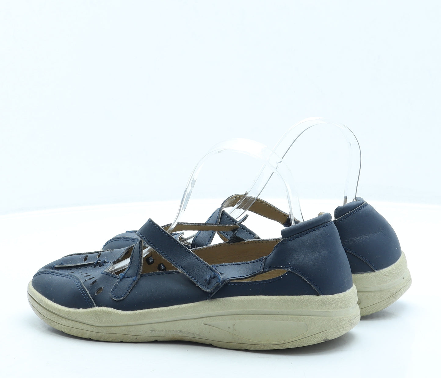 Avenue Womens Blue Leather Mary Jane Flat UK 6