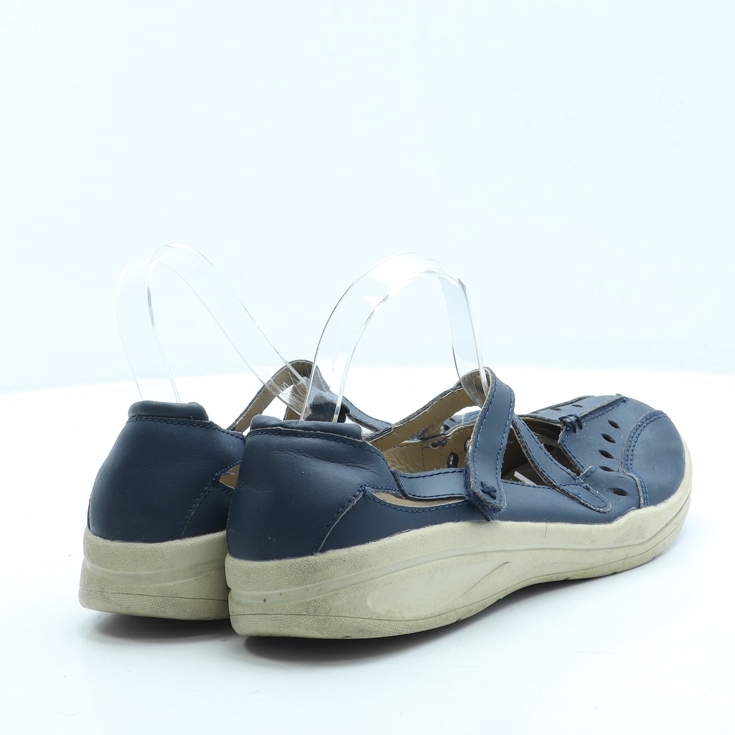 Avenue Womens Blue Leather Mary Jane Flat UK 6